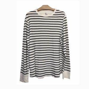 Gap Black & White Striped Thermal Tee - Long Sleeve Casual Top